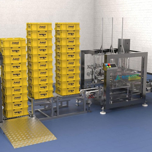 Illustration of robots moving pallets in a manufacturing plant